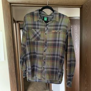 Hippy Tree Army Green Flannel Shirt - M